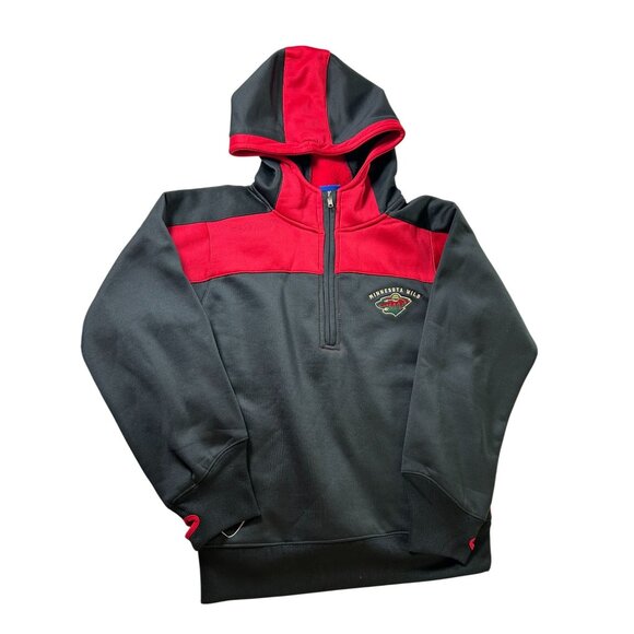 Reebok Minnesota Wild Hoodie Sweatshirt Gray & Red Half-Zip Youth Large 14 Polye - Picture 11 of 11